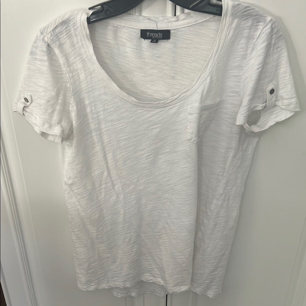 Saks Fifth Avenue White Relaxed Short Sleeve Tee